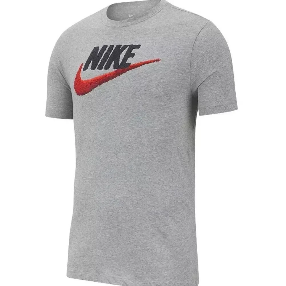 Nike Futura Logo Graphic Tee, T-Shirt, Grey/Red AR4993-063 Medium NWT